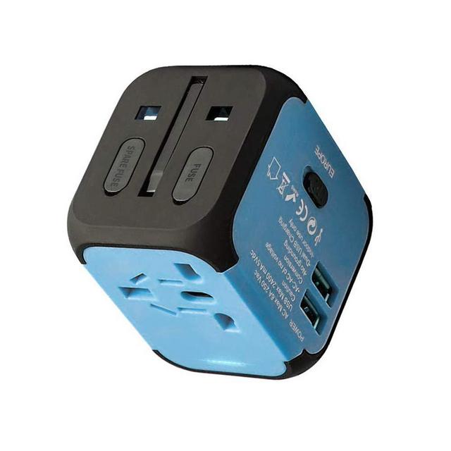 Travel Adapter Uppel Dual USB All-in-one Worldwide Travel Chargers Adapters for US EU UK AU about 152 countries Wall Universal Power Plug Adapter Charger with Dual USB and Safety Fuse (Blue)