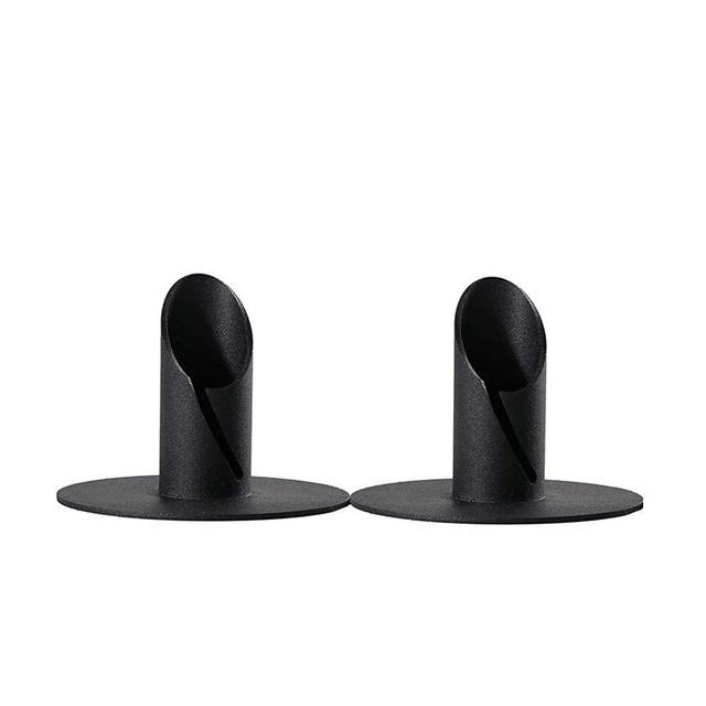 SUJUN Candle Holders Black for Taper Candle - Set of 2, Candlesticks for Living Room/Dinning Room Table Decoration Modern Art Classic Design