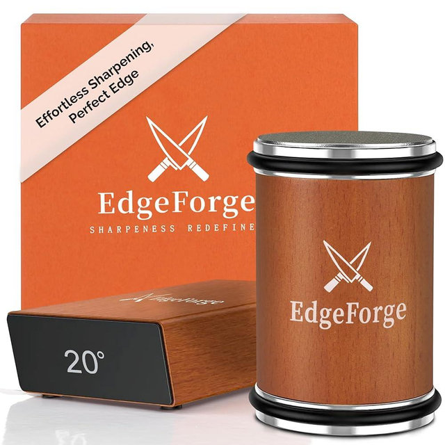 EdgeForge™ Rolling Knife Sharpener Kit - Beech Wood Magnetic Rolling Sharpener for Knives with 15 & 20 Degree Angles - Elegant Gift for Chefs & Cooks - Knife Sharpening Kit for Kitchen & Pocket Knives
