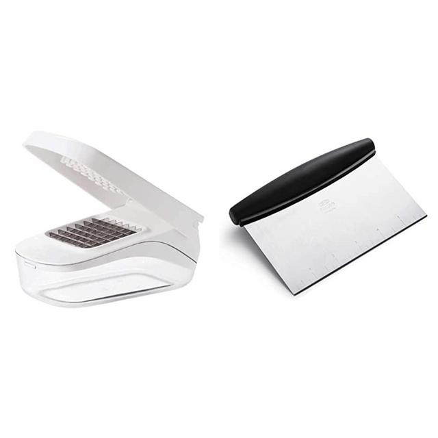 OXO Good Grips Vegetable and Onion Chopper with Easy Pour Opening & Good Grips Stainless Steel Scraper & Chopper