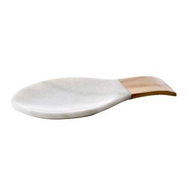 Thirstystone NMC28614 White Marble and Acacia Wood Spoon Rest