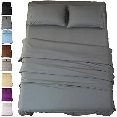 Sonoro Kate Bed Sheet Set Super Soft Microfiber 1800 Thread Count Luxury Egyptian Sheets 18-Inch Deep Pocket Wrinkle and Hypoallergenic-4 Piece(King Dark Grey)