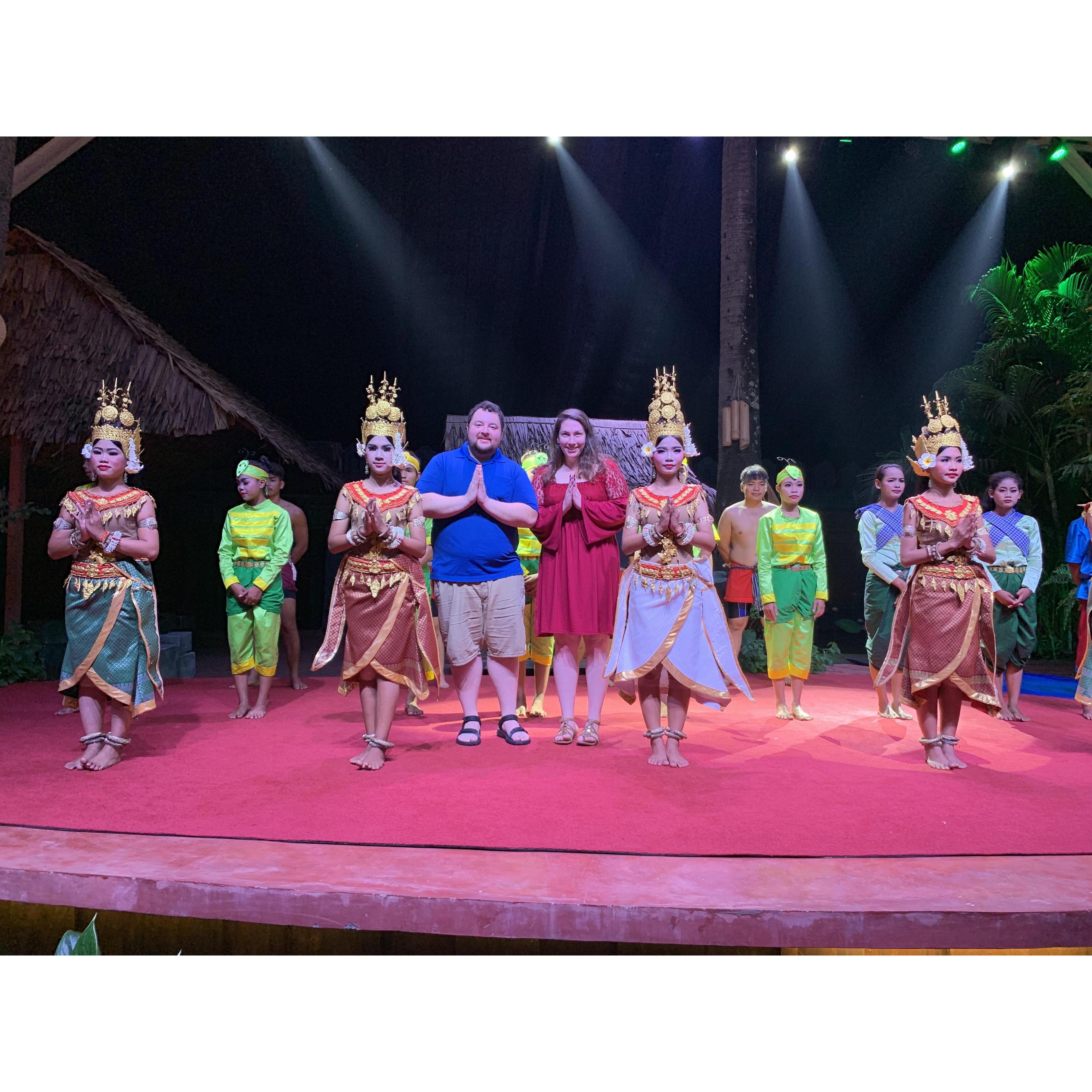 Practicing the Apsara traditional dance of Cambodia