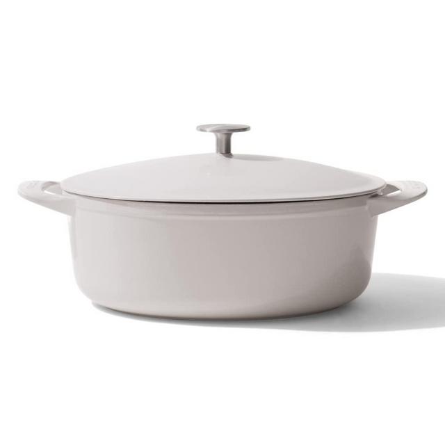 Made In Cookware - Oval Dutch Oven 7.5 Quart - Linen - Enameled Cast Iron - Exceptional Heat Retention & Durability - Professional Cookware - Made In France - Induction Compatible