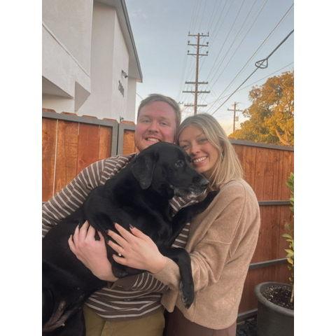 With our dog, Prudy, while hosting our first Thanksgiving at our home in LA.