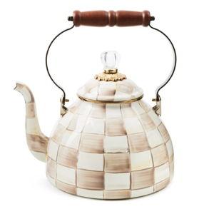 Mocha Check 3 Quart Tea Kettle