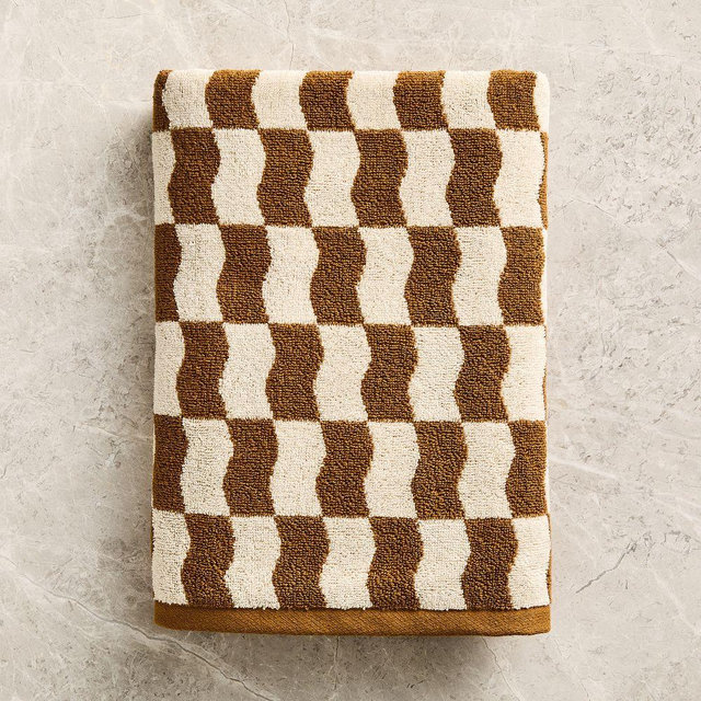 Wavy Blocks Bath Towel, Cumin