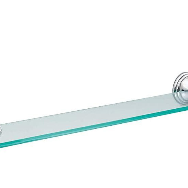 Moen DN8490CH Preston Collection 19.5-Inch Wide x 4-Inch Deep Decorative Glass Bathroom Vanity Shelf, Chrome