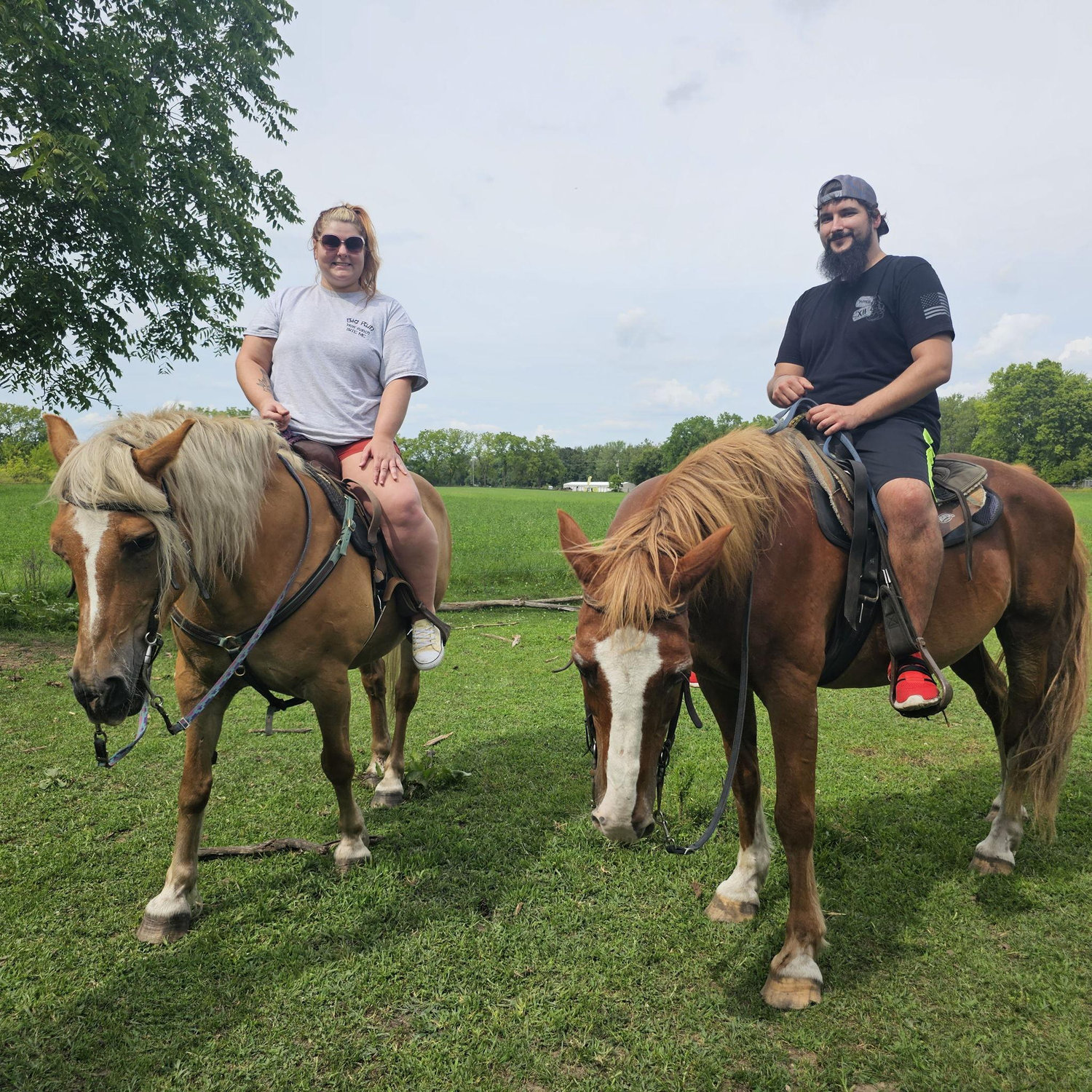Horseback riding at childhood stables.