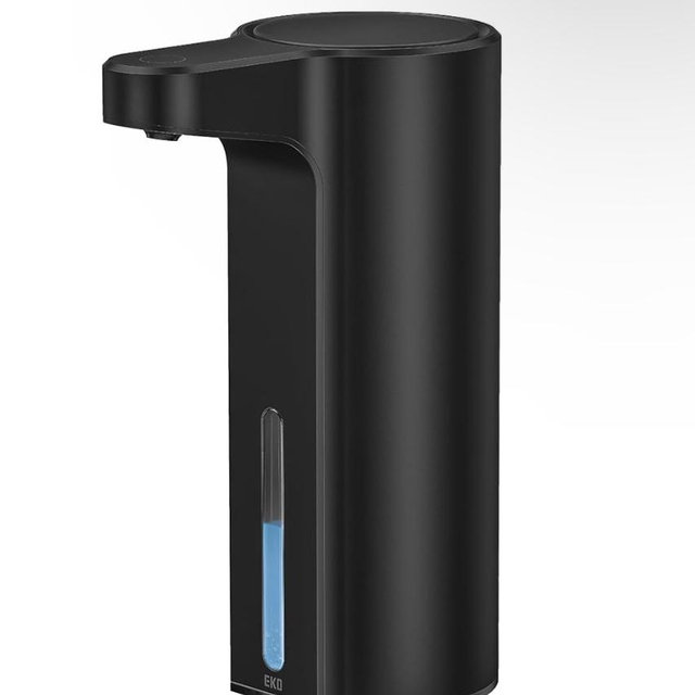 EKO Aroma 9 fl oz Automatic Liquid Soap Dispenser, Rechargeable & Water-Resistant Soap Dispenser for Kitchen and Bathroom with Adjustable Volume Control (Matte Black Steel)