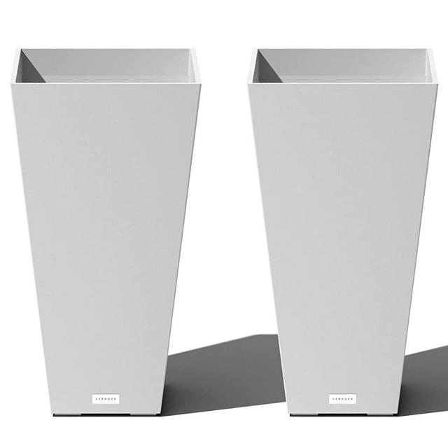 Veradek V-Resin Indoor/Outdoor Taper Planter, Set of 2 (26 inch, White)