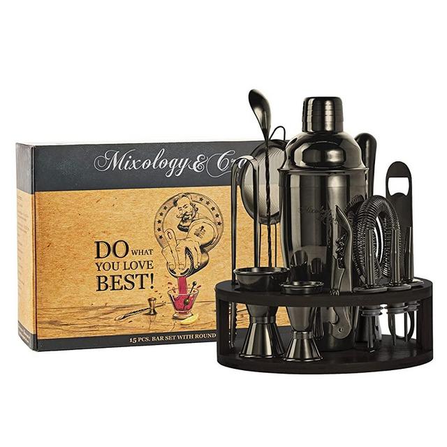 Mixology & Craft Bartender Kit - 15 Piece Set Including Cocktail Shaker and Bar Accessories, Perfect for Drink Mixing at Home, Plus Exclusive Recipe Cards