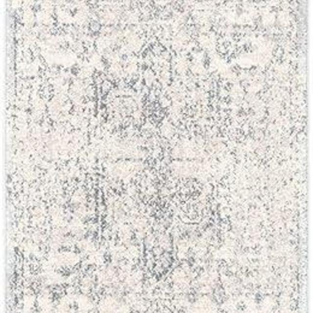 Orrick Moroccan Farmhouse Laundry Room, Hallway, Entryway, Bedroom, Kitchen Floor Runner Rug - Long Rug Carpet - Modern Bohemian Motif - Grey, Light Blue, White, Ivory, Beige, Navy Blue 2'7" x 10"