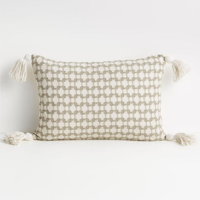 Tahona 18"x12" White Swan Textured Pillow with Feather-Down Insert