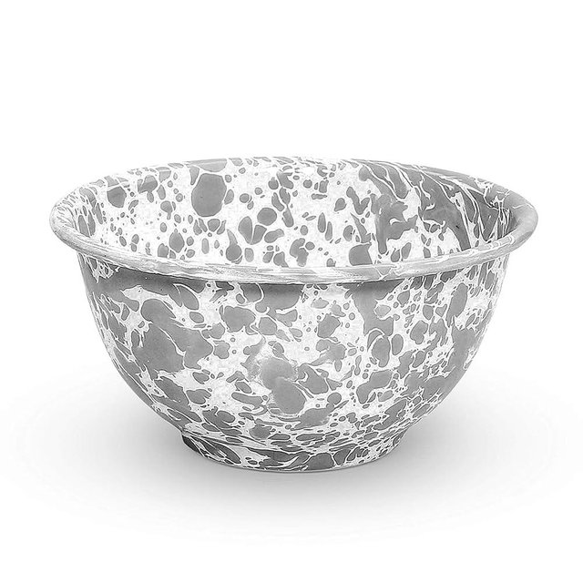 Crow Canyon Home Enamelware Small Rice Bowl, 14 ounce, Grey/White Splatter (Single)