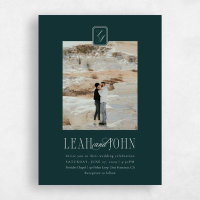 Dark Emerald, Green Wedding Invitation - Dermot Portrait