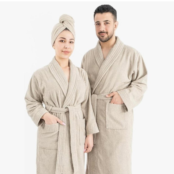 Small, Beige, American Soft Linen Bath Robes
