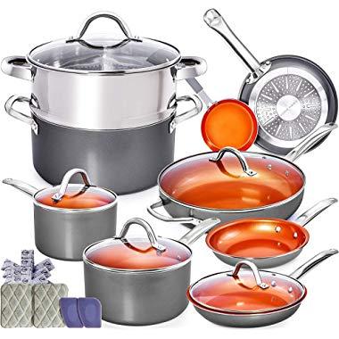Copper Pots and Pans Set - 13pc Copper Cookware Set Copper Pan Set Ceramic Cookware Set Ceramic Pots and Pans Set Induction Cookware Sets Pot and Pan Set Pots and Pans Set Nonstick Cookware Set