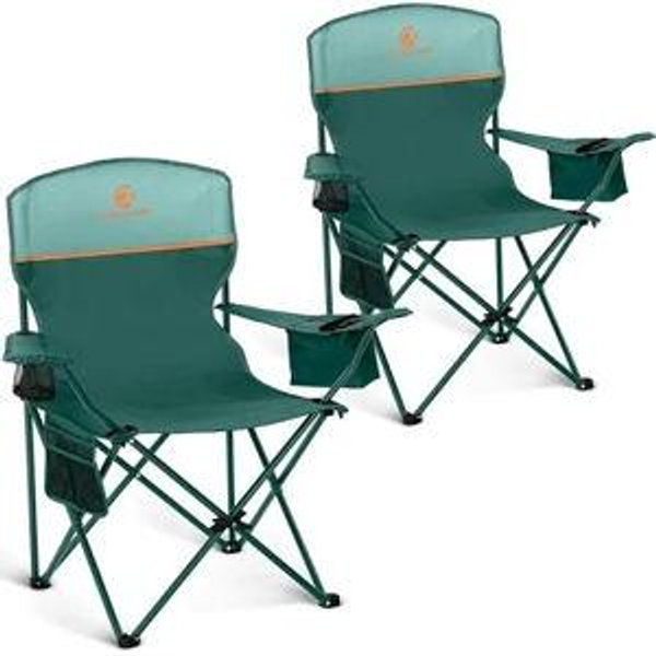 HIGH POINT SPORTS 2 Pack Portable Camping Chair for Adults, Folding Outdoor Camp Chair Lightweight Lawn Chairs Folding Collapsible Chair for Camping, Tailgates, Beach, Green, Support 225lbs