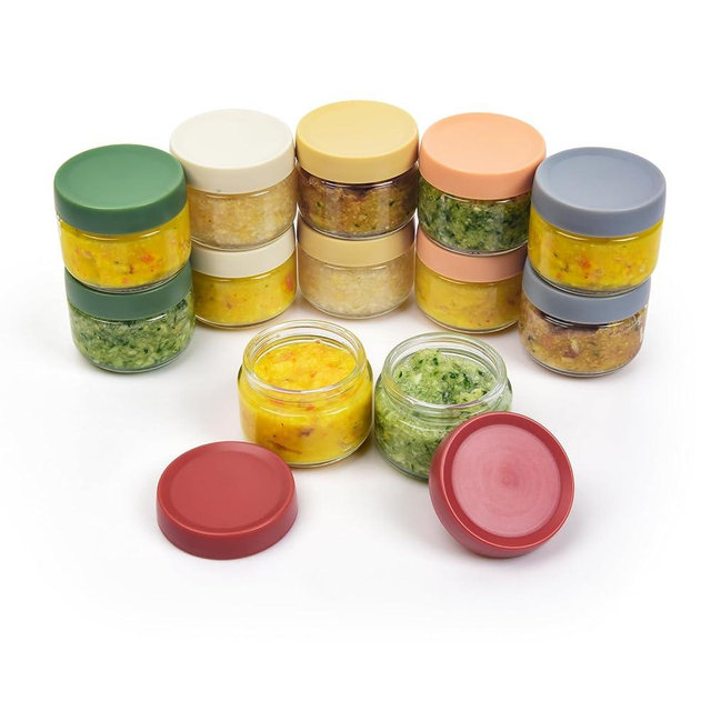 EONJOE 2 oz Glass Jars with Lids Dressing Containers Sauce Cups Mini Condiment Dip Jars To Go Lunch Accessories,12-Pack