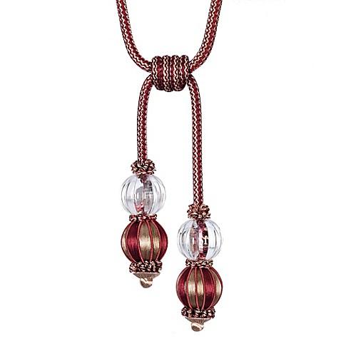Double Glass Ball Tassel Tie Back in Red