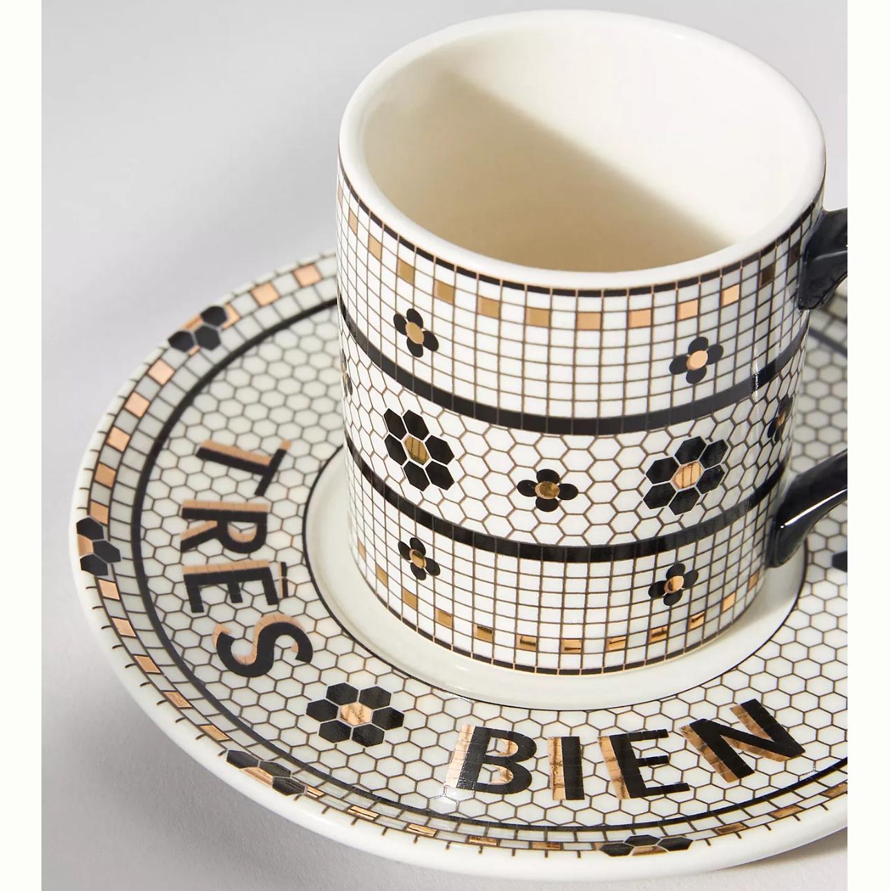 The Bistro Tile Stoneware Espresso Cup & Saucer
