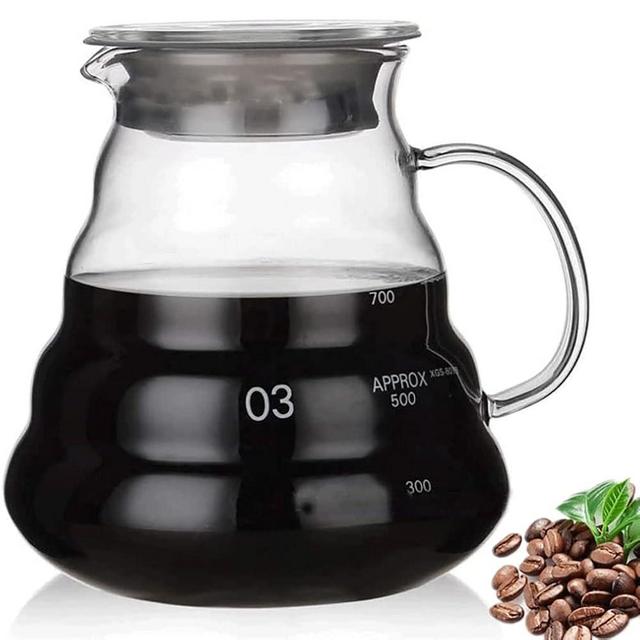 Glass Coffee Server for Drip Coffee Maker, Standard Glass Coffee Carafe, Coffee Pot with Lid, Clear, 03 800ml(27oz)