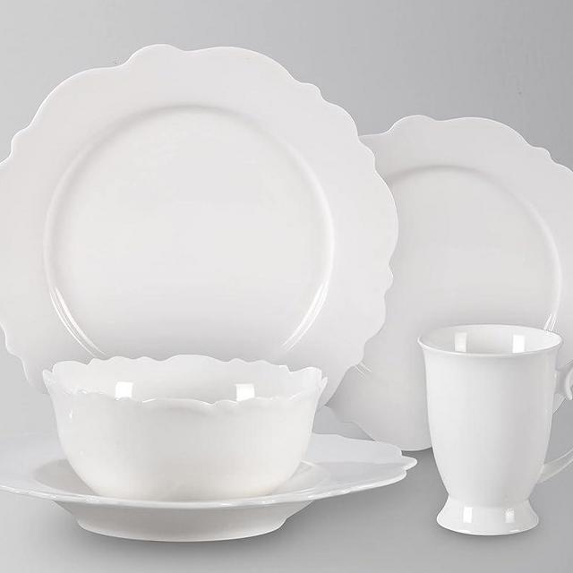 HomeVss, New Bone China Dinnerware Set Embossed Winds, Service for 8-40pc Set