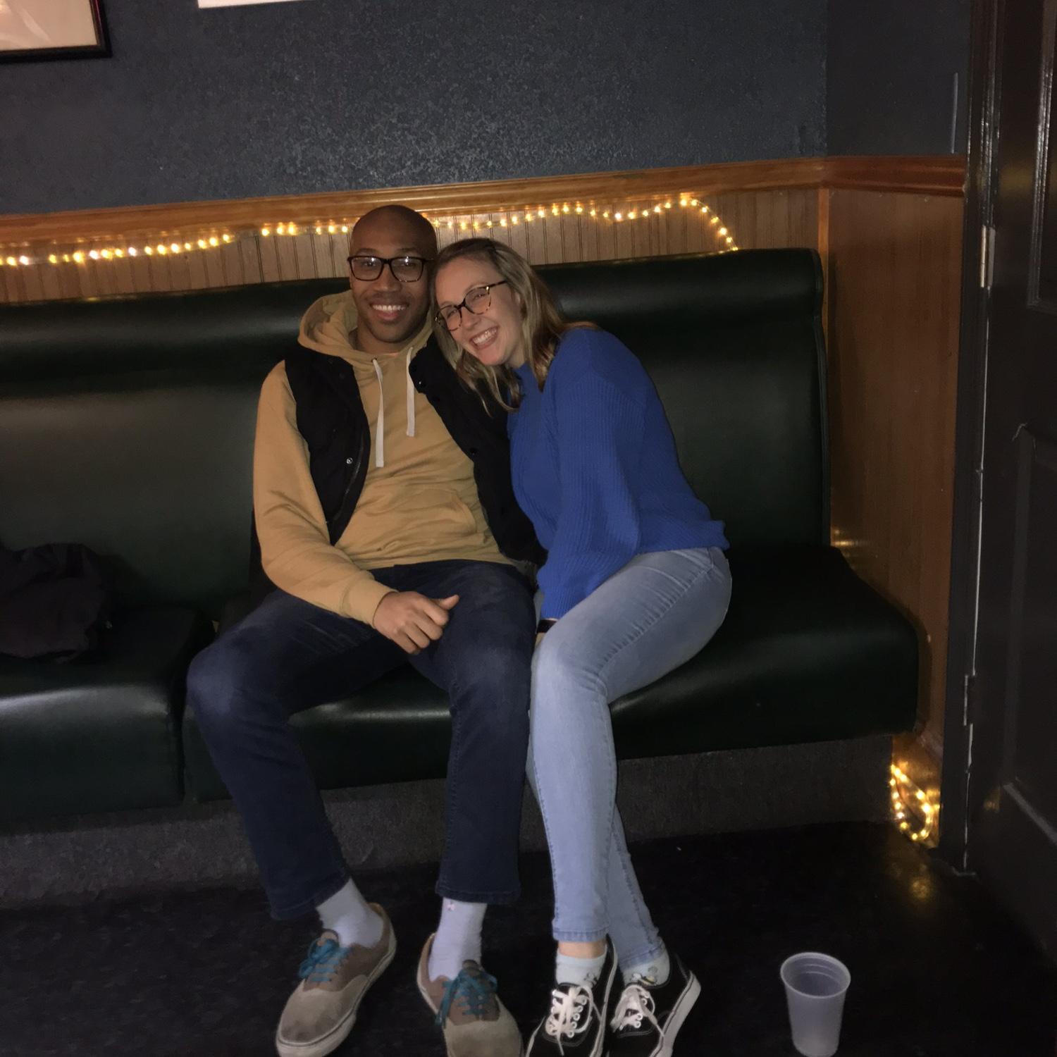 February 2020 - Our first month of dating! Out at Frazier’s with our friends Bailey and Gabe!