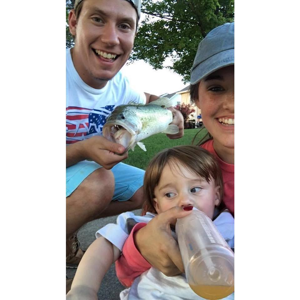 First day we meet in person! Babysitting and fishing go hand in hand!
