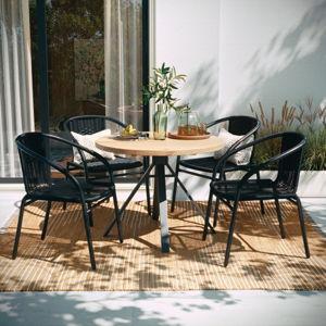 Arthor Rattan Indoor/Outdoor Stacking Restaurant Chairs by Flash Furniture (Set of 4) - Black