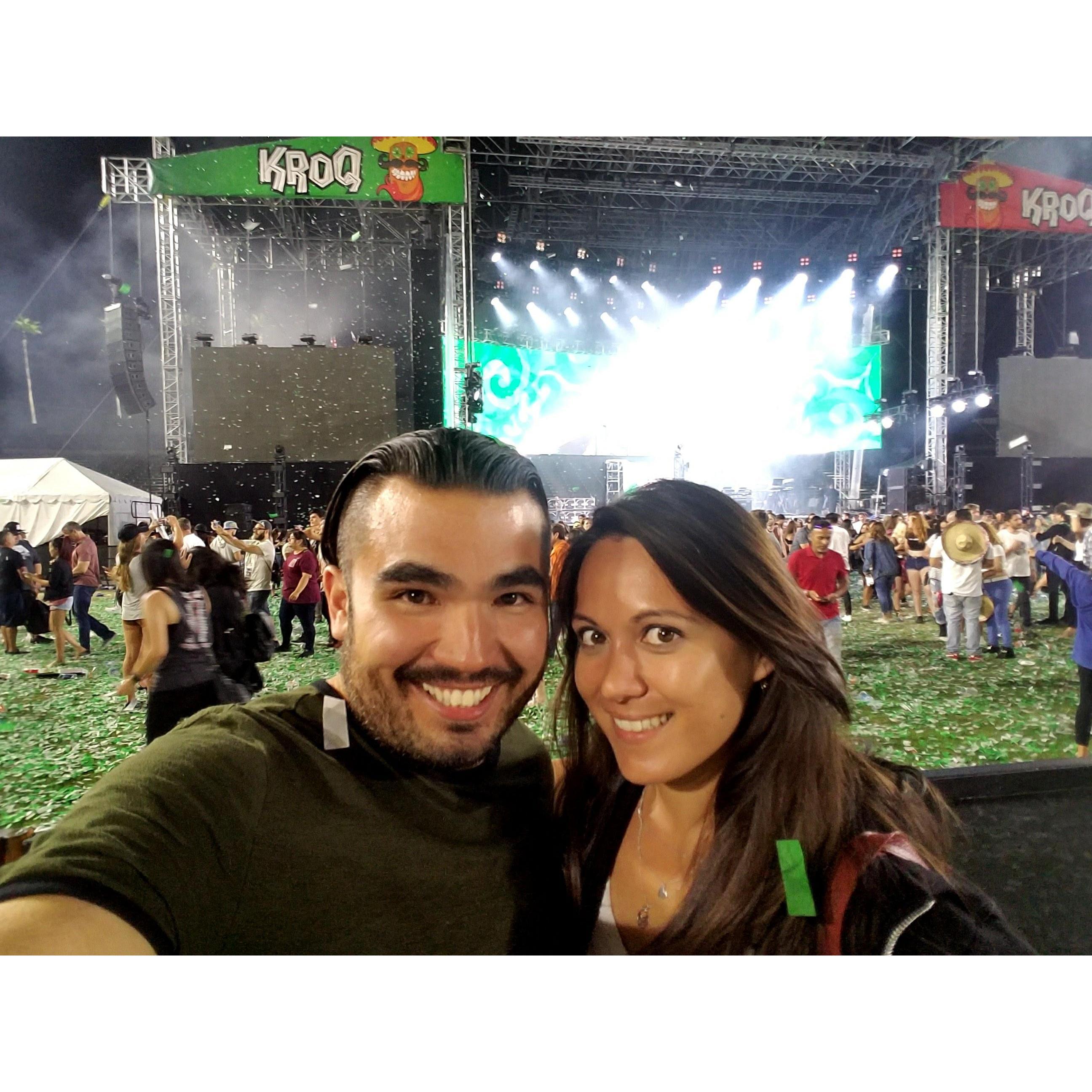 At the KROQ Weenie Roast in 2017. Christine and Matt love concerts and have been to a ton of shows together.