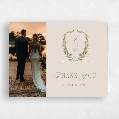 Classic Greige, Beige Wedding Thank You - Cindra Photo