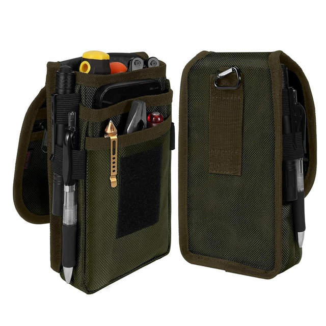 KENOBEE Belt Tool Pouch, Multitool Organizer Electrician Holster Nylon Tactical Pocket Attachment Utility Sheath Bag Tradesman Pro Maintenance Tool Sleeve for EDC Gears Cellphone