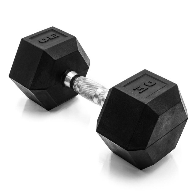 CAP 30lbs Coated Hex Dumbbell with Contoured Handle