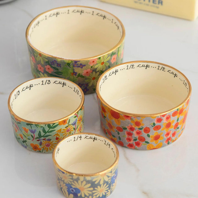 Ceramic Nesting Measuring Cups - Multi Floral