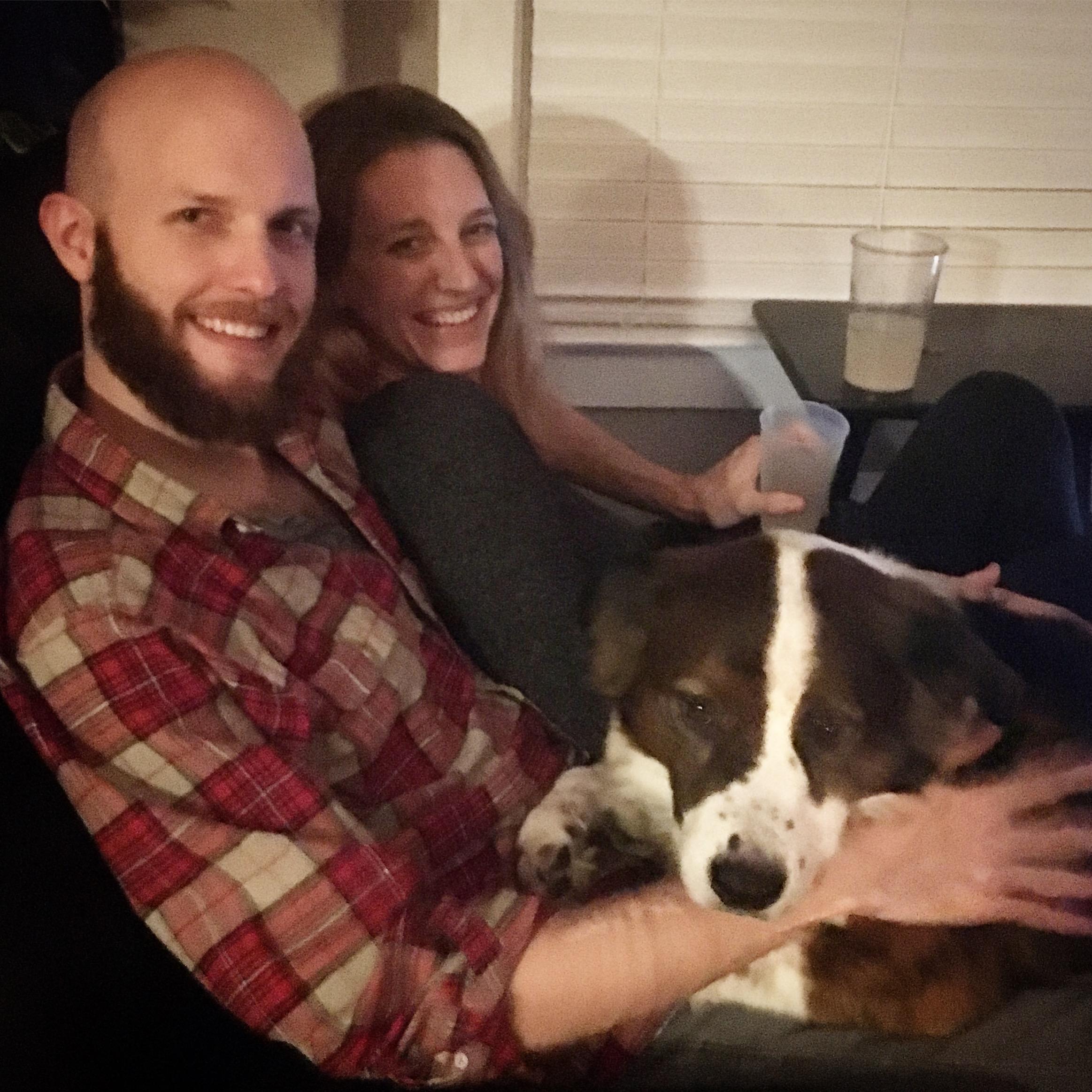 Wesley managed to wedge himself into the armchair with us. This was the first photo we posted together