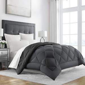 Sleep Restoration Goose Down Alternative Comforter - Reversible - All Season Hotel Quality Luxury Hypoallergenic Comforter -Full/Queen - Grey/Black