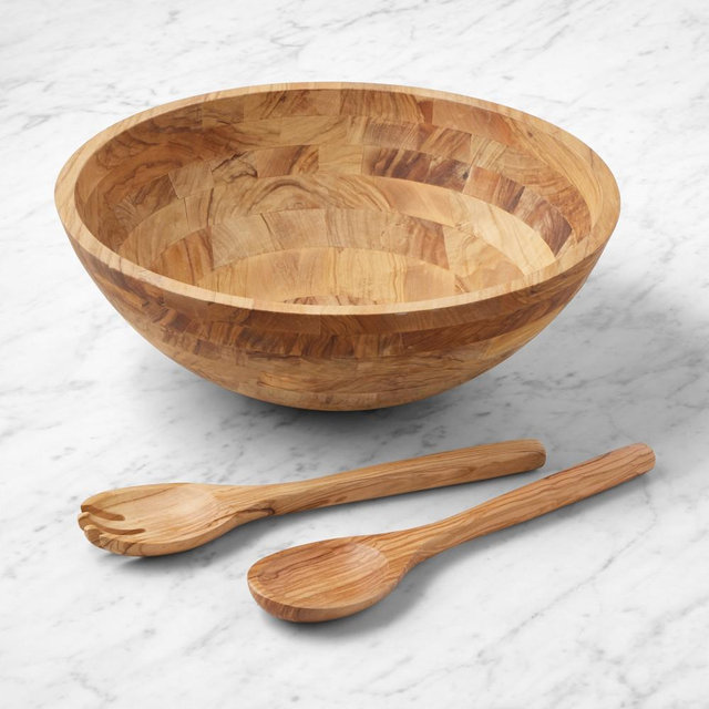 Olivewood Salad Bowl & Salad Servers, Medium Bowl