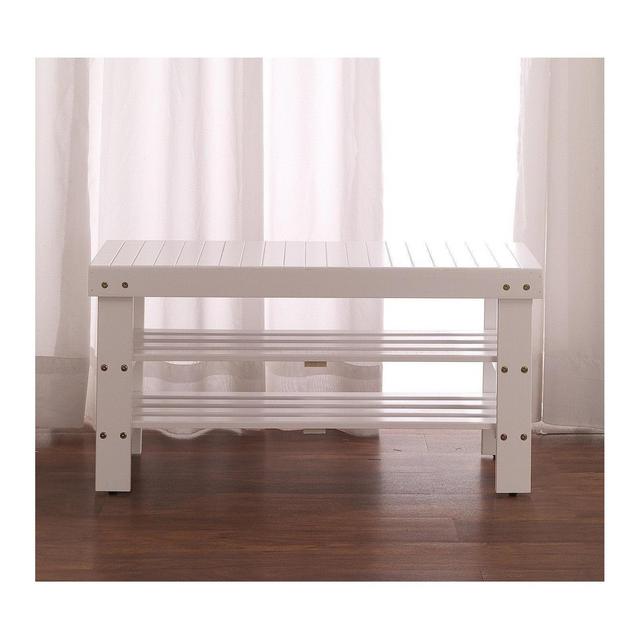 Roundhill Furniture Pina Quality Solid Wood Shoe Bench, White Finish