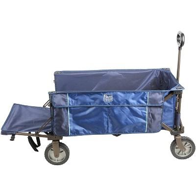 Timber Ridge 21727 Laburnum Foldable All Weather Steel 600D Polyester Rolling Utility Tailgate Wagon Cart with Extendable Handle, Blue