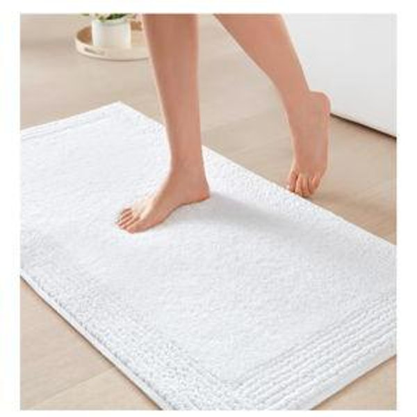Madison Park Splendor Reversible 100% Cotton Tufted Bathroom Rug-3000 GSM Hotel Quality Luxurious Plush Medium Pile Bath Mat Absorbent, Quick Dry, Shower Room Décor, 21x34, White