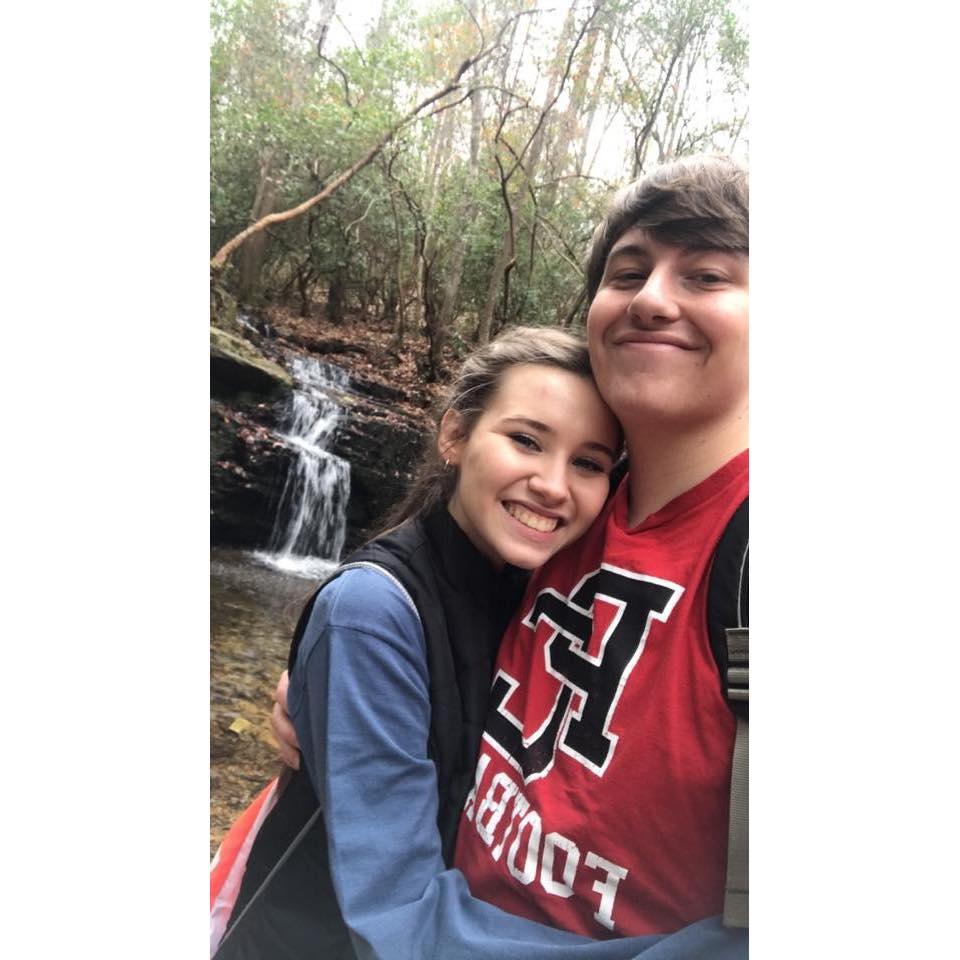 One of our first dates, hiking in 2016.