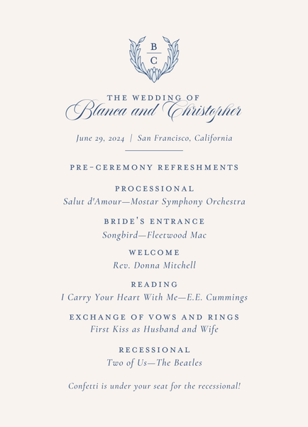 Loxley | Ice | Zola Wedding Programs