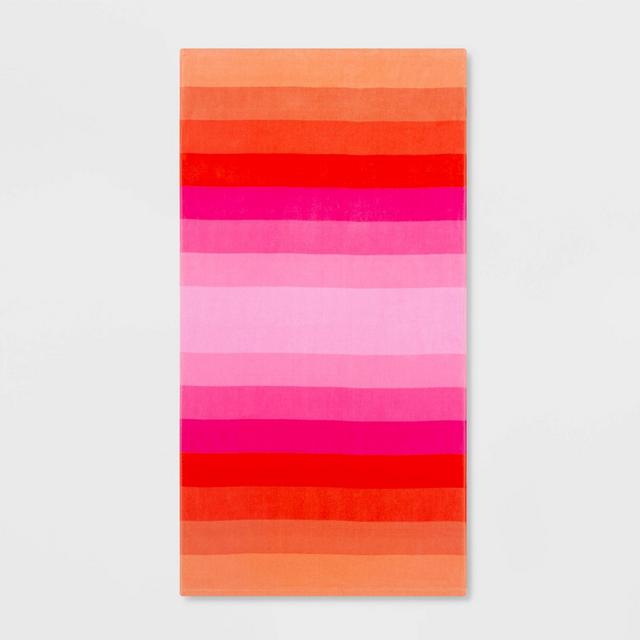 Basics Ombre Stripe Beach Towel Pink - Sun Squad™