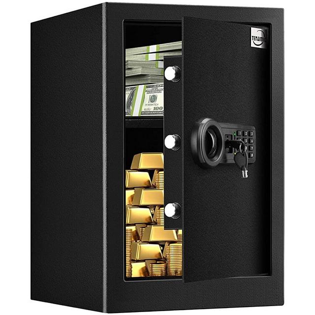 Tenamic Safe Box 2.0 Cuft Fireproof Waterproof Home Safe, Keypad Large Lock Box Cabinet Safes, Solid Alloy Steel Office Hotel Home Safe, Black