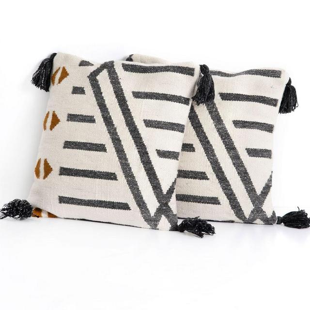 Seri Indoor/Outdoor Pillow - Set of 2, 20 x 20", Cream/Black