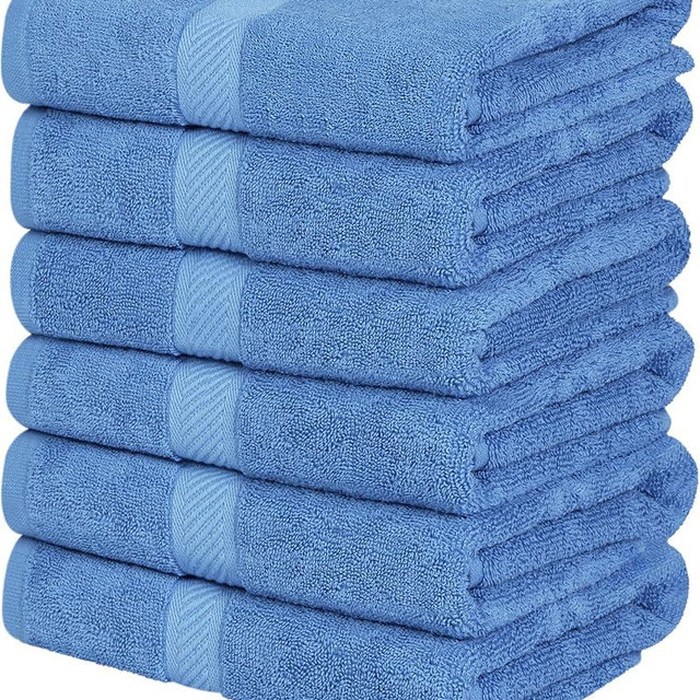 Utopia Towels 6 Pack Medium Bath Towel Set, 100% Ring Spun Cotton (24 x 48 Inches) Lightweight and Highly Absorbent Quick Drying Towels, Premium Towels for Hotel, Spa and Bathroom (Electric Blue)