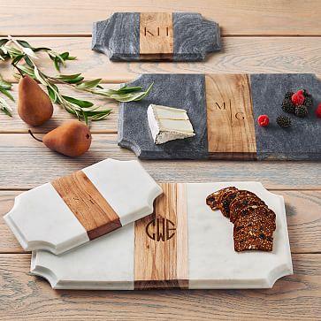 Wood and Marble Beveled Cheese Board Personalized