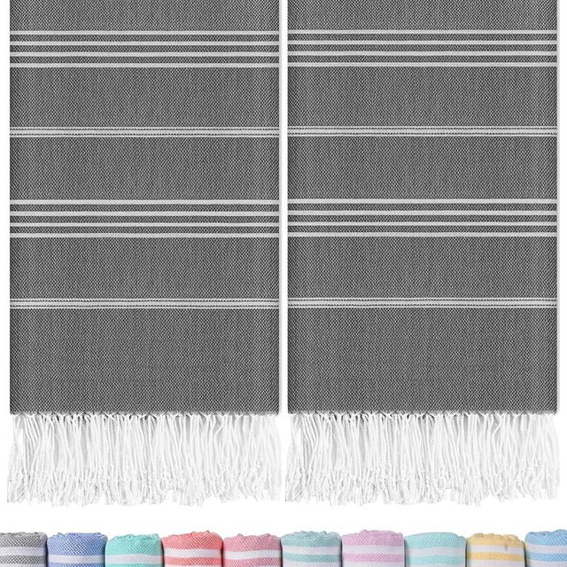 2 Packs Turkish Beach Towels Pool Towel for Men Extra Large Soft Absorbent Packable Anti Resistant Repels Sand Long Wide Lounge Chair Cover Summer Water Park Things Lake Boat Gadget River Stuff